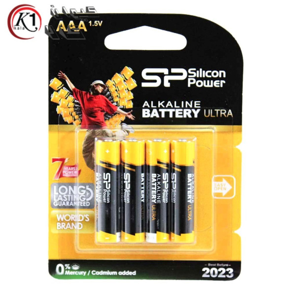 باتری نیم قلمی 4 تایی سیلیکون پاور SP AAA پک دار|باتري|باطري|باتري سيليكوني|كيوان كالا