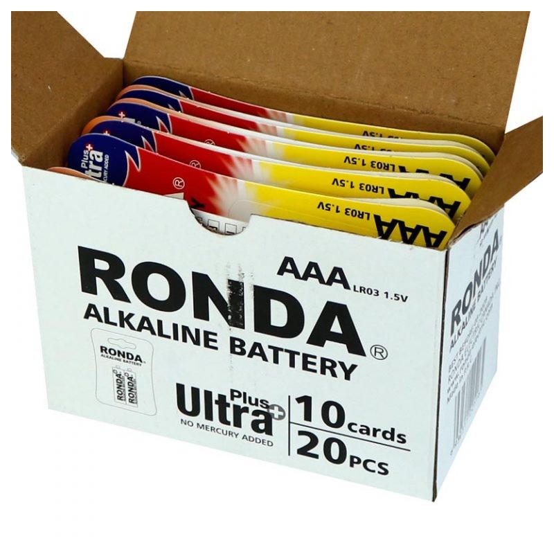 باتری دوتایی نیم قلمی Ronda Ultra Plus Alkaline AA LR03 کارتی