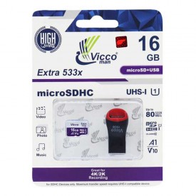 کارت حافظه MicroSD ویکومن 533X ظرفیت 16 گیگابایت به همراه کارتخوان