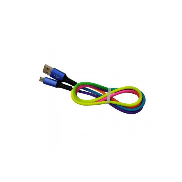 کابل دیتا و شارژ Micro USB رنگین کمانی پکدار