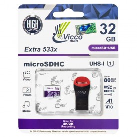 کارت حافظه MicroSD ویکومن 533X ظرفیت 32 گیگابایت به همراه کارتخوان