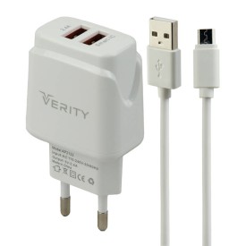 شارژر دیواری Verity مدل 2122 فست شارژ به همراه کابل شارژ Micro USB