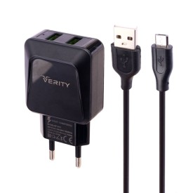 شارژر دیواری Verity مدل 2121 فست شارژ به همراه کابل شارژ micro usb