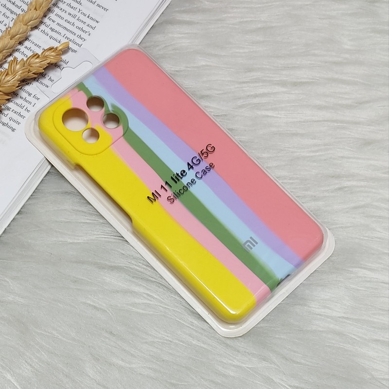 قاب سیلیکونی اورجینال رنگین کمانی محافظ لنزدار Xiaomi Mi 11 Lite