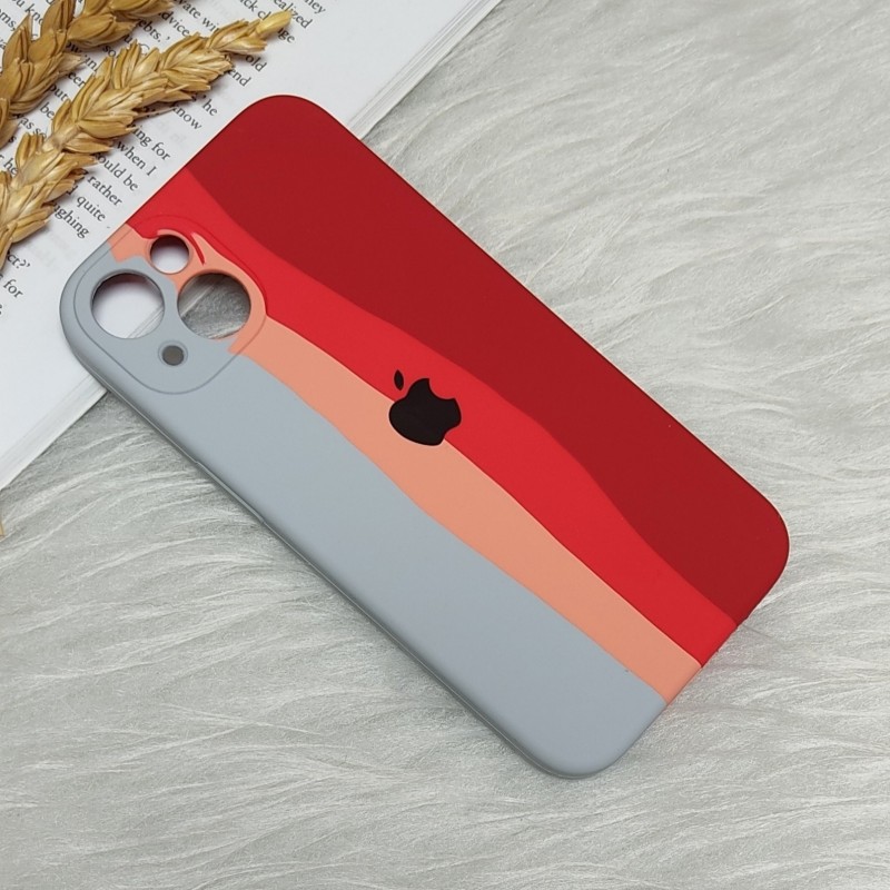 قاب سیلیکونی اورجینال رنگین کمانی محافظ لنزدار iPhone 13