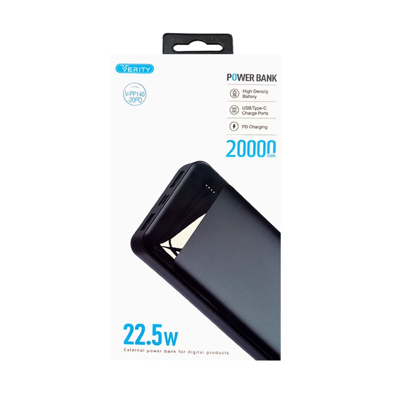 پاوربانک وریتی ظرفیت 20000 فست شارژ مدل V-PH140