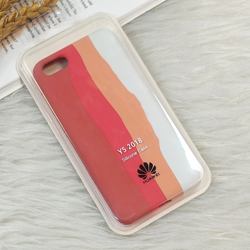 قاب سیلیکونی اورجینال رنگین کمانی Huawei Y5 2018