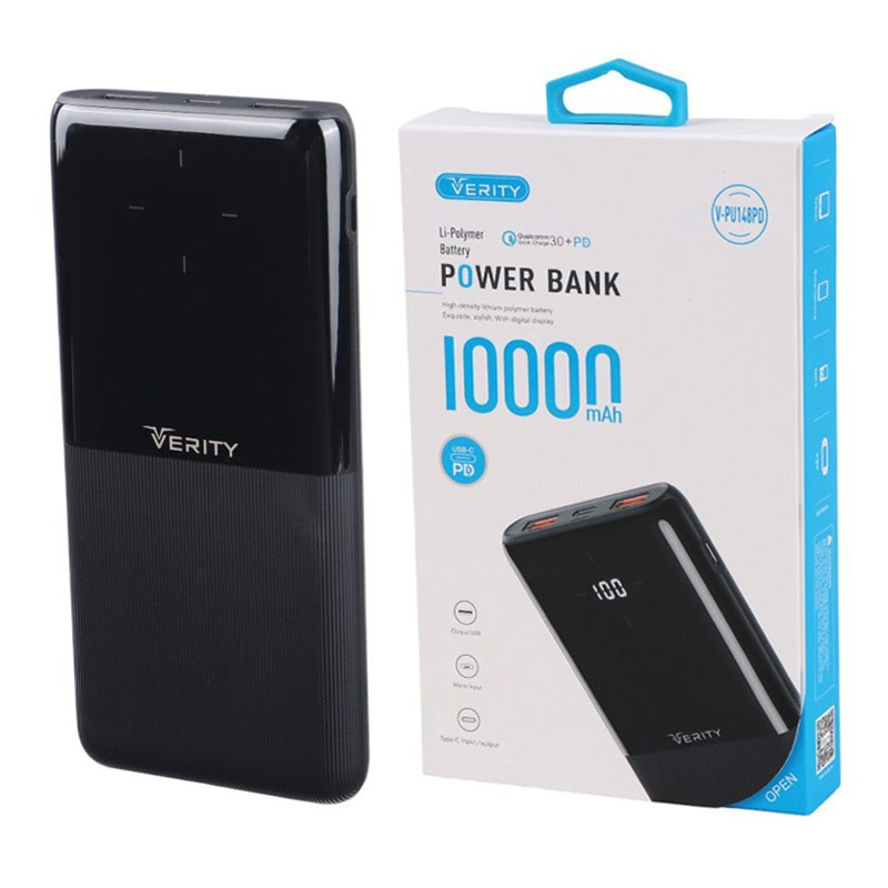 پاوربانک Verity ظرفیت 10000 فست شارژ PD 22.5W مدل PH148