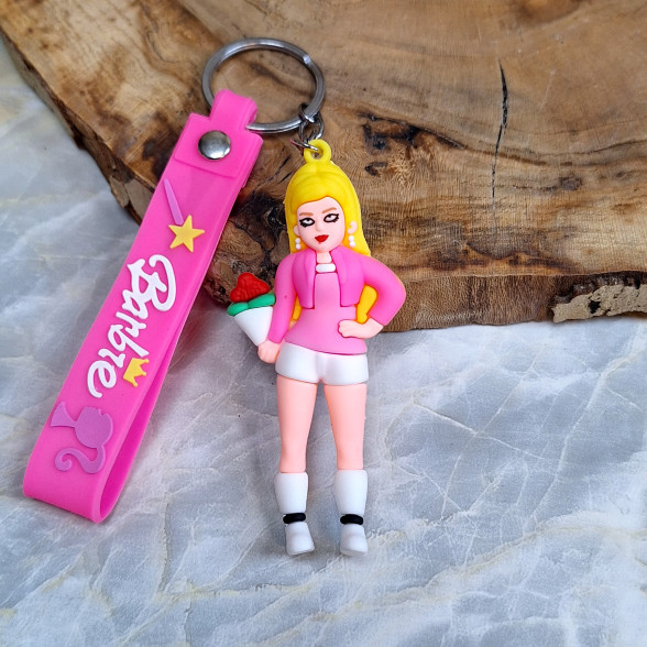 جاکلیدی سیلیکونی وارداتی طرح باربی همراه با بند آویز