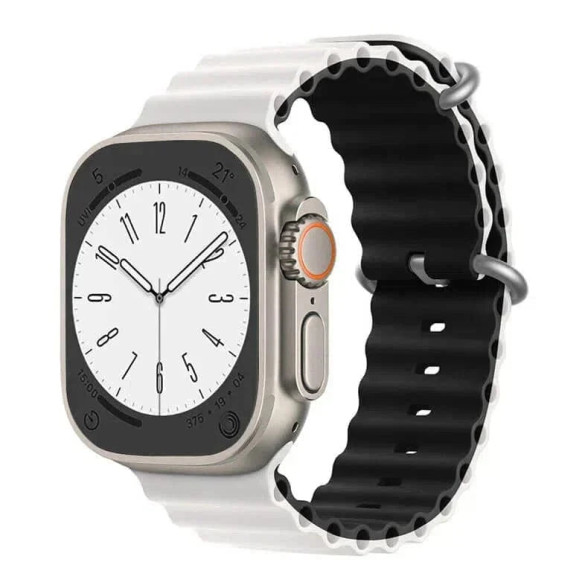 بند سیلیکون Ocean دو رنگ سایز 42-49 mm طوسی مشکی