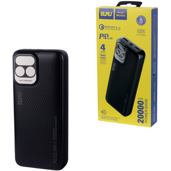 پاوربانک BUKU ظرفیت 20000 فست شارژ 22.5W مدل MG-G123 QC3