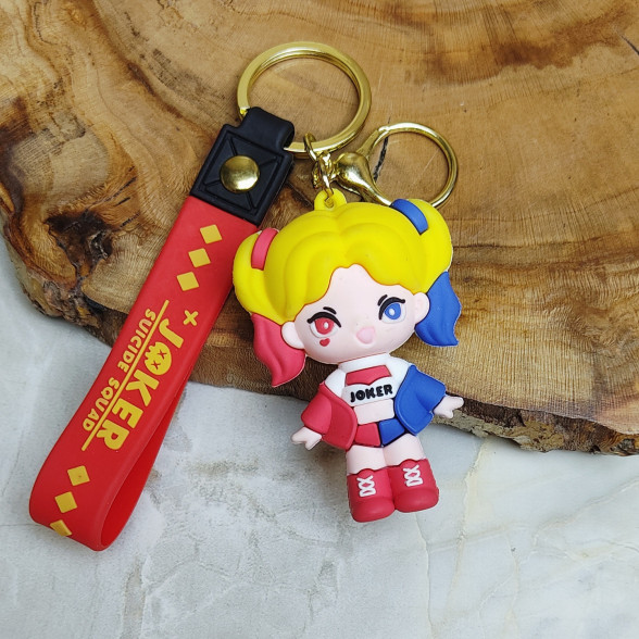 جاکلیدی سیلیکونی وارداتی درجه یک طرح Harley Quinn همراه با بند آویز هارلی کویین