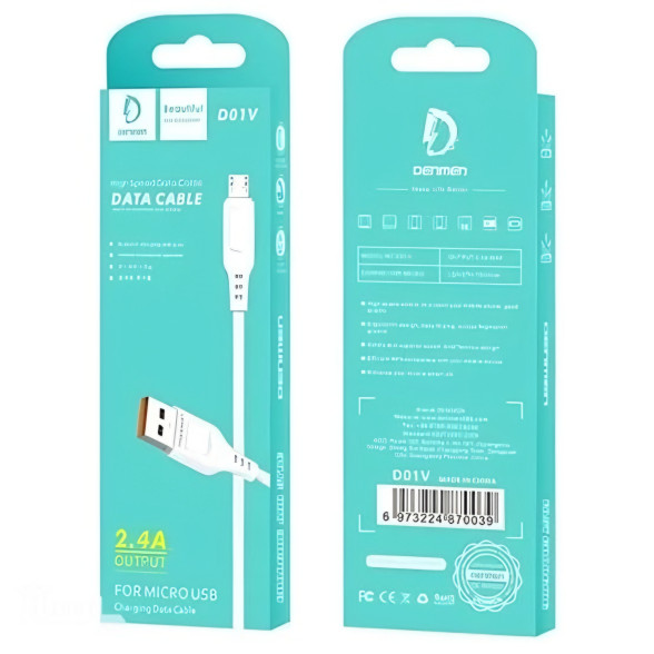 کابل شارژ و دیتا Micro USB برند Denmen مدل D01V