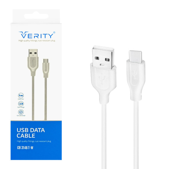 کابل دیتا و شارژ Type-C وریتی مدل 3146T