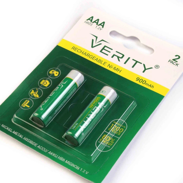 باتری شارژی نیم قلمی Verity مدل HR03 ظرفیت 900mAh