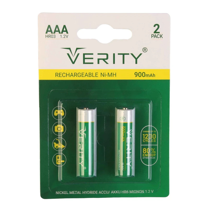 باتری شارژی نیم قلمی Verity مدل HR03 ظرفیت 900mAh