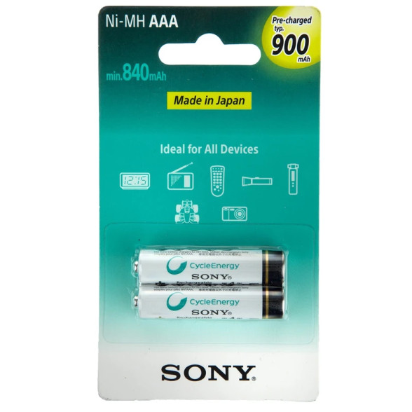 باتری شارژی 2 عددی نیم قلمی Sony 900 mAh