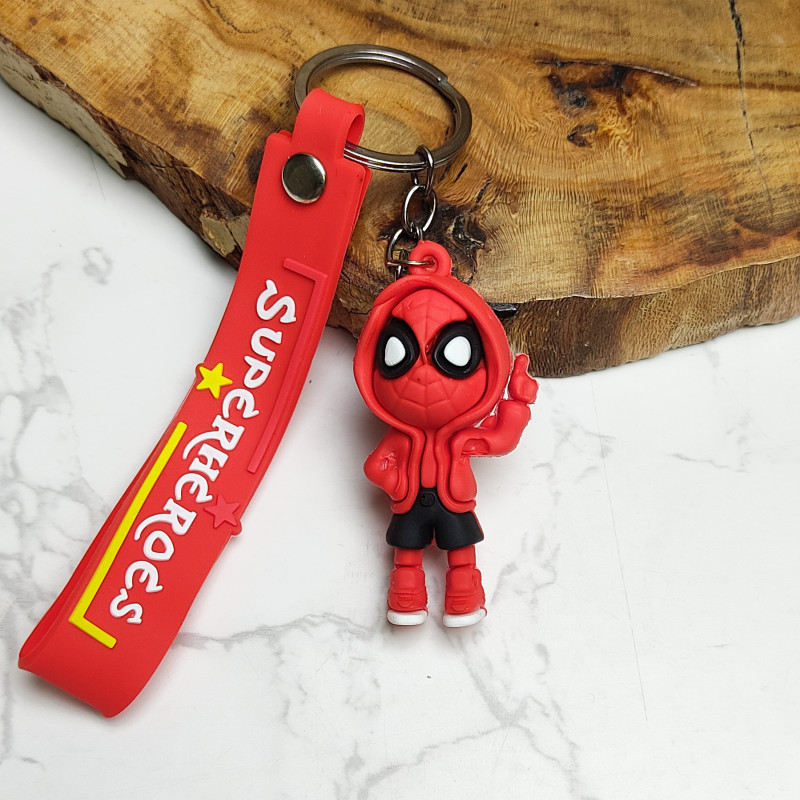 جاکلیدی سیلیکونی وارداتی طرح مرد عنکبوتی همراه با بند آویز