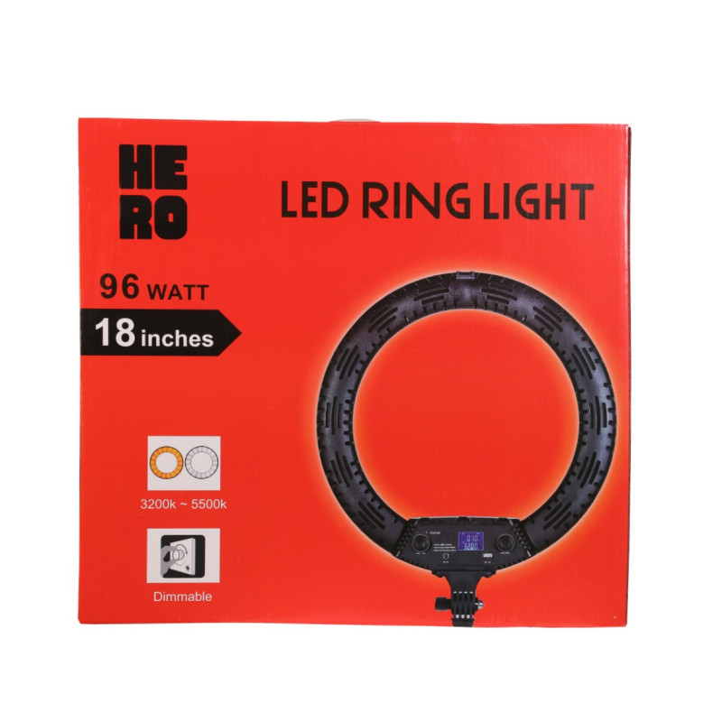 رینگ لایت 18 اینچ هرو HERO 96W با آینه و کیف
